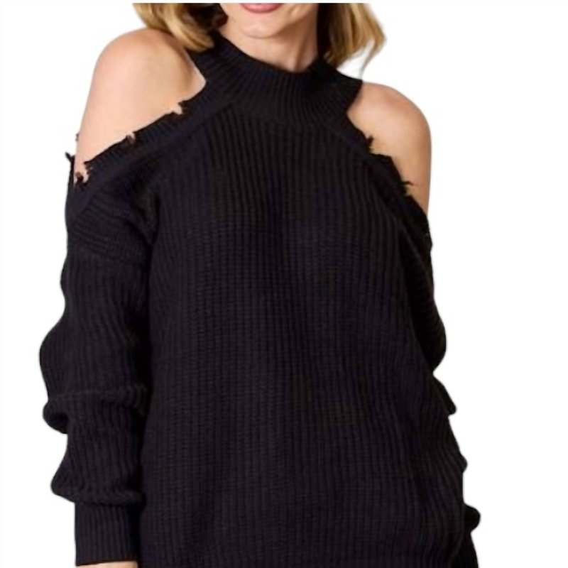 Bibi Cutout Shoulder Sweater In Black