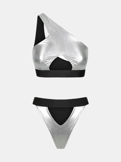Bikini Beach Shark Bay Bikini In Liquid Silver Reversible product