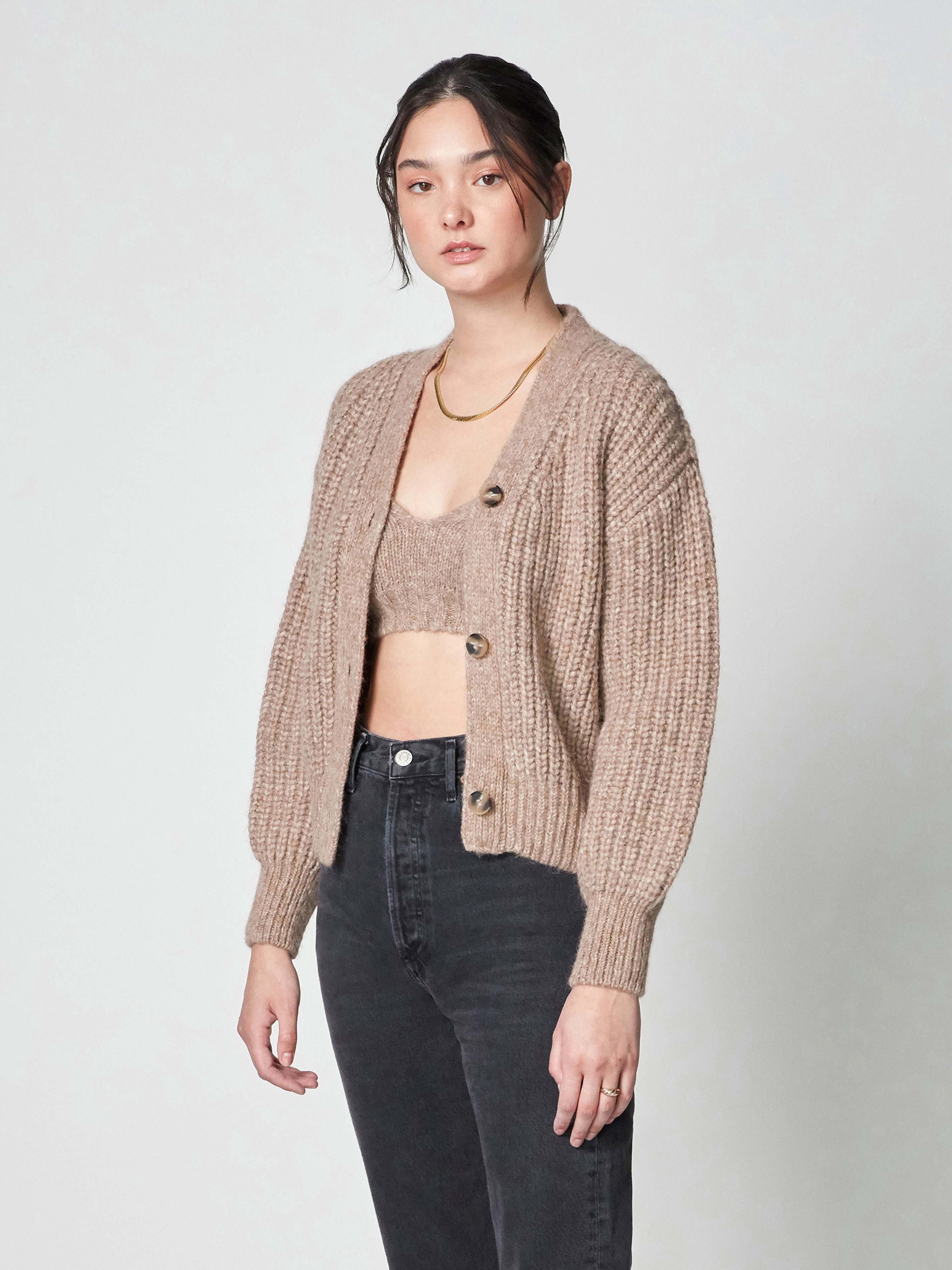 Billie The Label Dylan Cardigan In Pumice