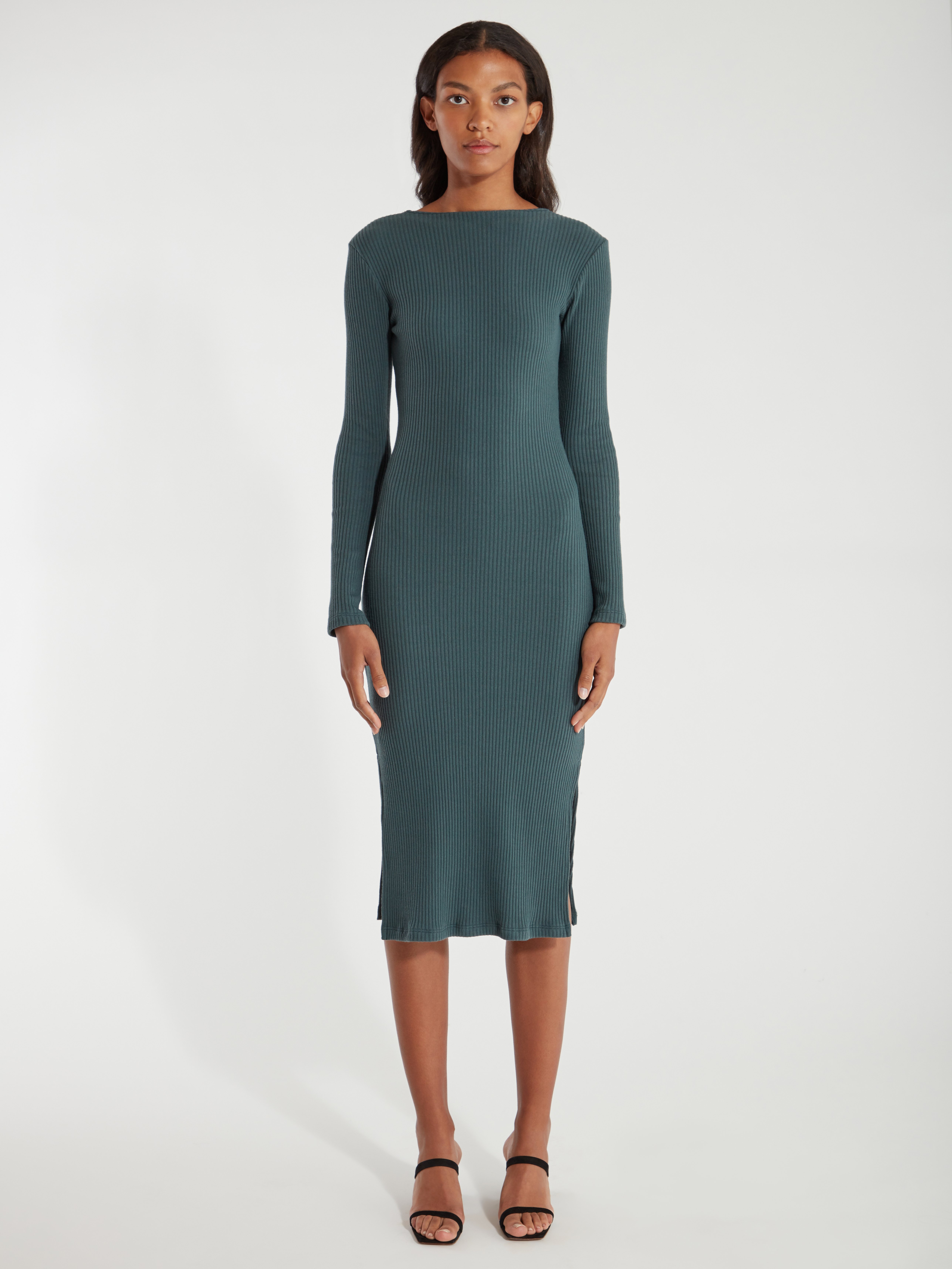 knit midi dress with sleeves