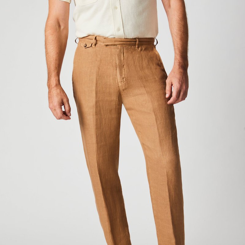 Shop Billy Reid Garment Dyed Linen Flat Front Trouser In Brown