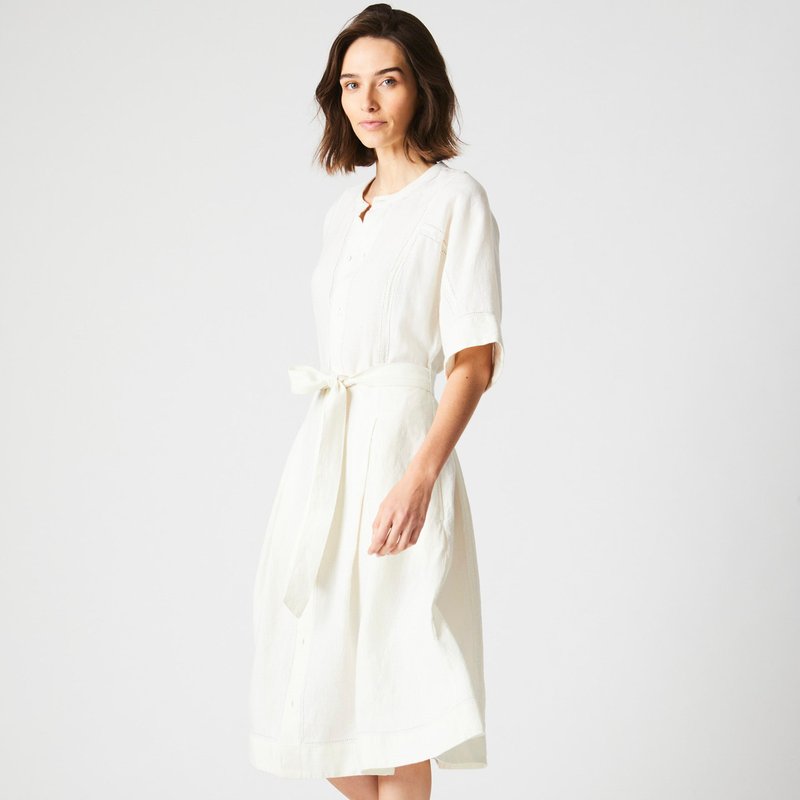 Shop Billy Reid Linen Pointelle Shirt Dress In White