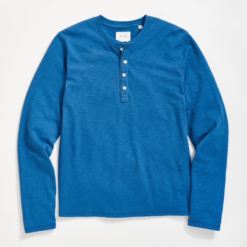 Shop Billy Reid Long Sleeve Organic Cotton Henley In Blue