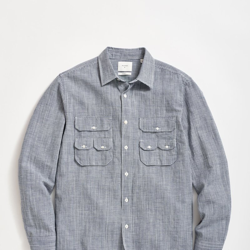 Shop Billy Reid Micro-check Creek Shirt In Blue