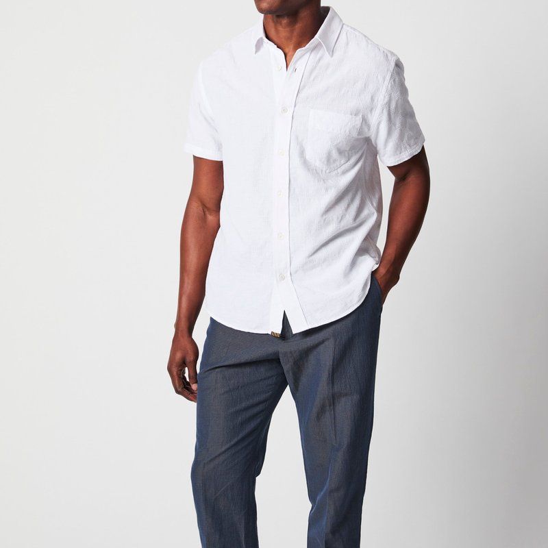 Shop Billy Reid Short Sleeve Jacquard Cypress Shirt In White