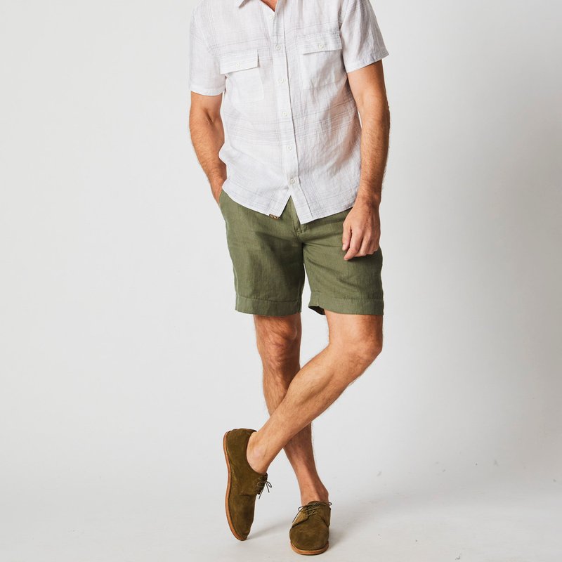 Shop Billy Reid Short Sleeve Linen Line Plaid Banks Shirt In White