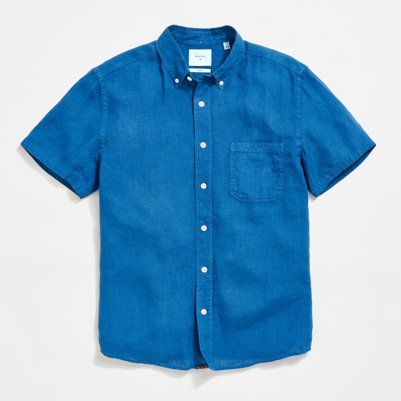 Shop Billy Reid Short Sleeve Linen Tuscumbia Shirt Button Down In Blue