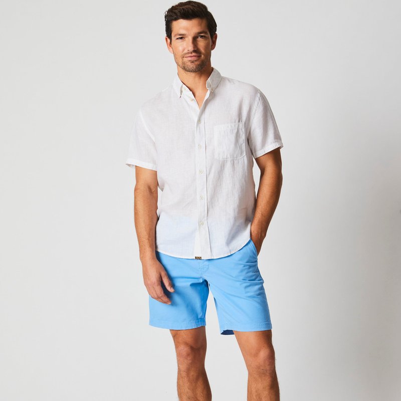 Shop Billy Reid Short Sleeve Linen Tuscumbia Shirt Button Down In White