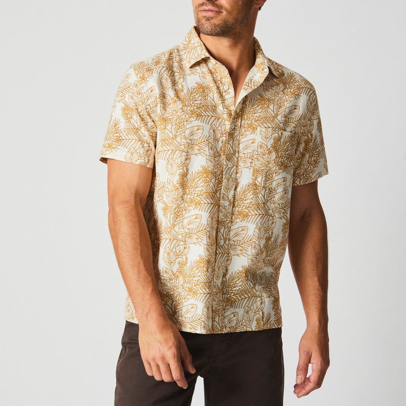 Shop Billy Reid Short Sleeve Textural Pine Treme Block Shirt In Yellow
