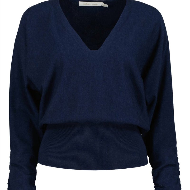 Shop Bishop + Young Ava Ruche Sleeve Sweater In Blue