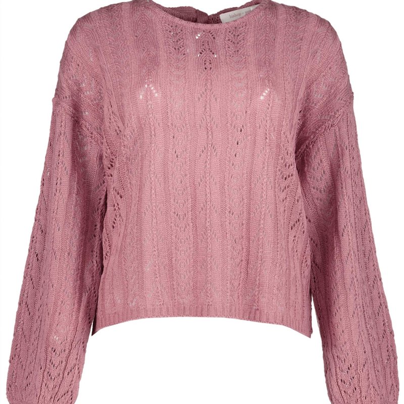 Bishop + Young Balloon Sleeve Pointelle Sweater In Pink