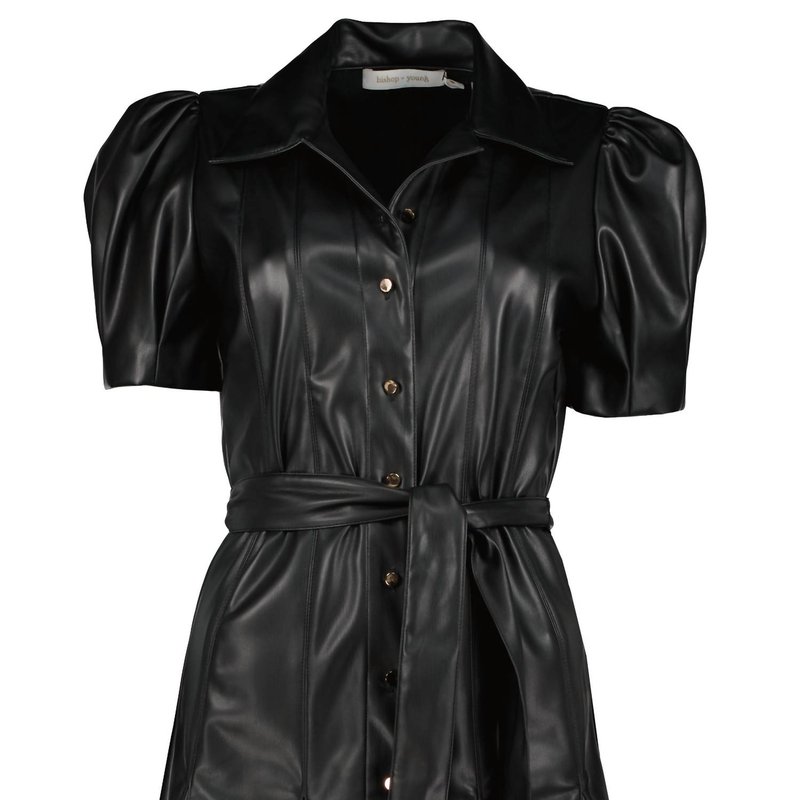 Shop Bishop + Young Clea Vegan Leather Dress In Black