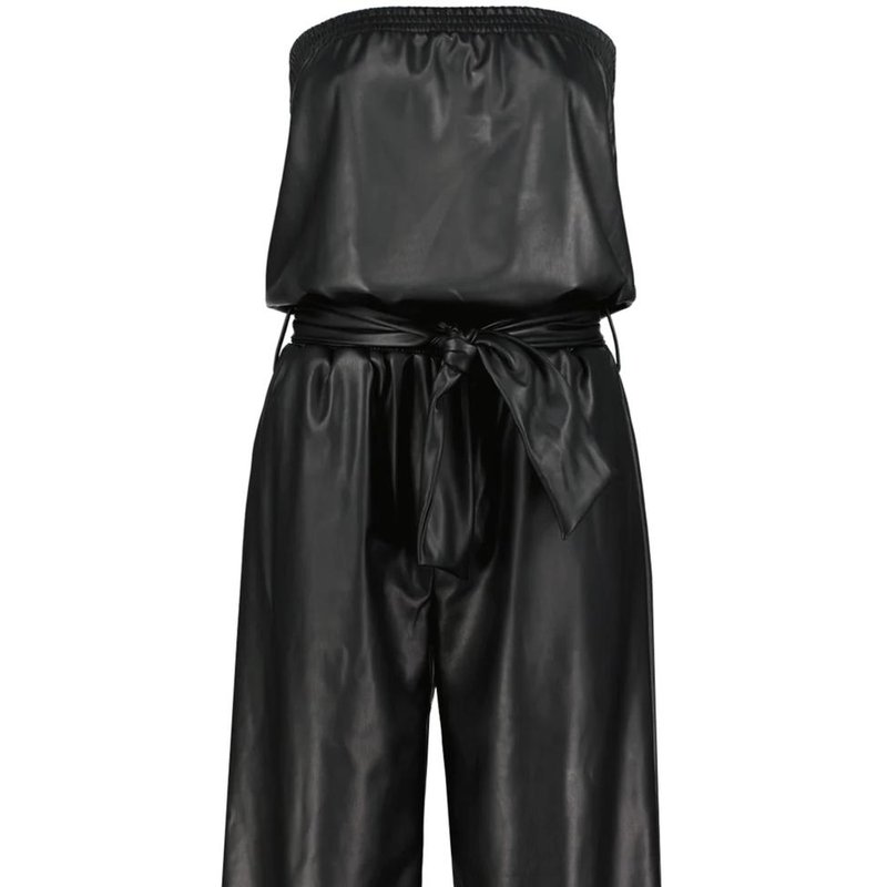 Shop Bishop + Young Glam Slam Vegan Leather Jumpsuit In Black