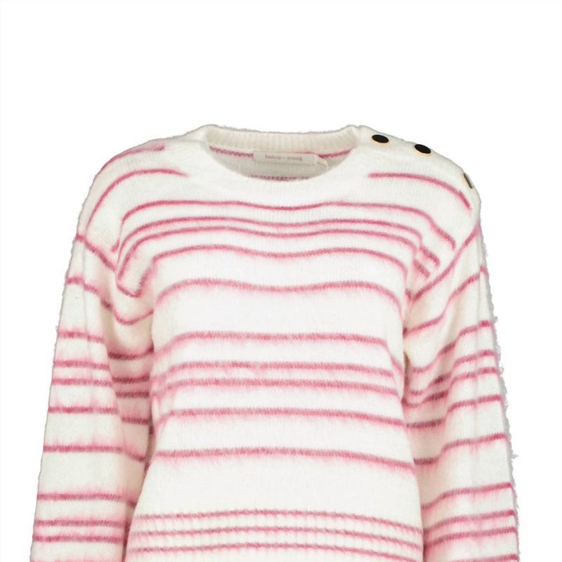 Shop Bishop + Young Noelle Stripe Fuzzy Sweater In Pink
