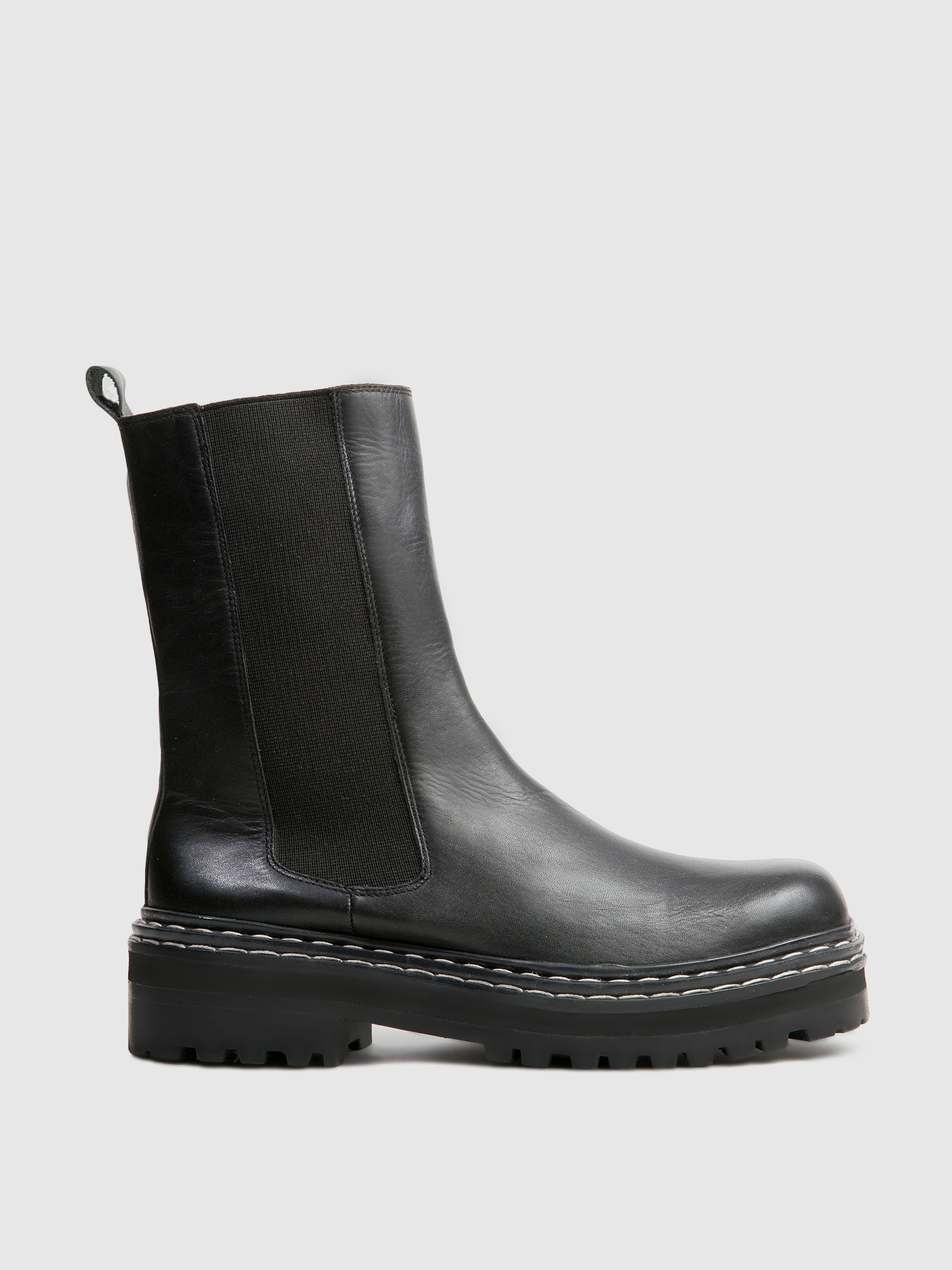 Black Suede Studio Riya Leather Boot 