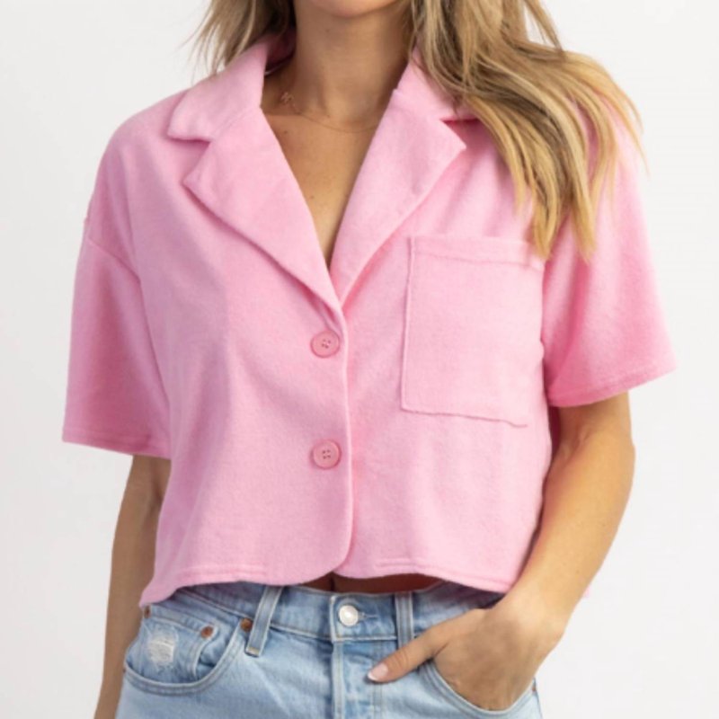 Shop Blue Blush Oh Pool Boy Terrycloth Top In Pink