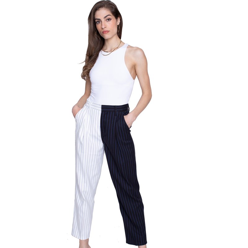 Blue Revival Happy Hour Pant In Blue & White Pinstripe