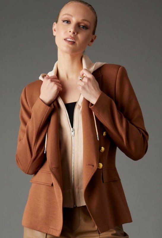 Shop Blue Revival Helen Double Breasted Blazer In Toffee & Tan In Brown