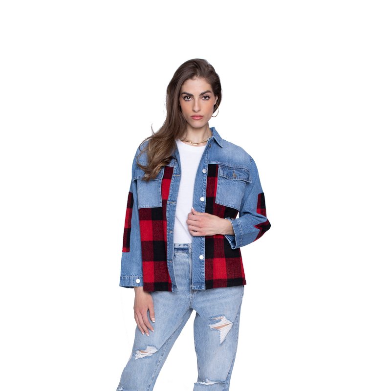 Shop Blue Revival Your Ex Boyfriends Shacket In Red Plaid