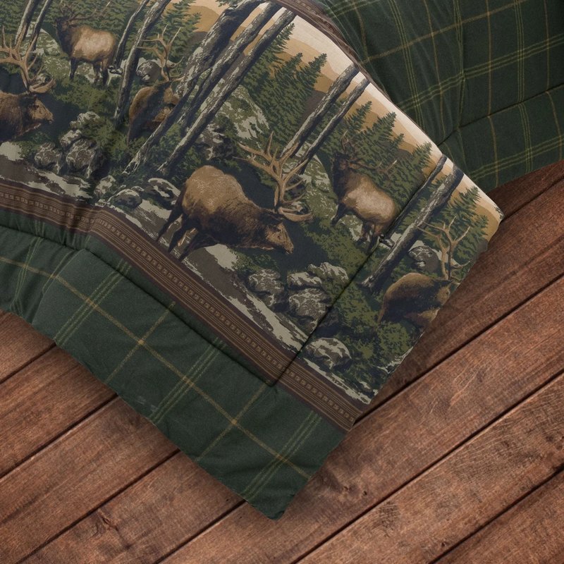Blue Ridge Trading Rocky Mountain Elk Complete Comforter Bedding And Sheet Set Wi In Green