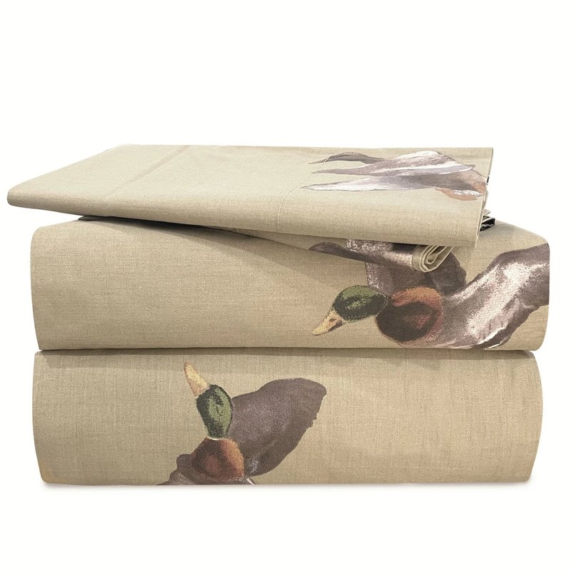 Blue Ridge Trading Duck Approach Sheet Set, Printed 4-piece Bed Sheet, Polycotton Fabric,1 Flat Shee In Brown
