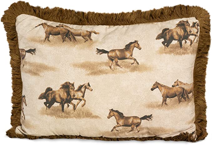 Blue Ridge Trading Visi-one  Running Wild Horse Decorative Hunting Square Throw Pi In Brown