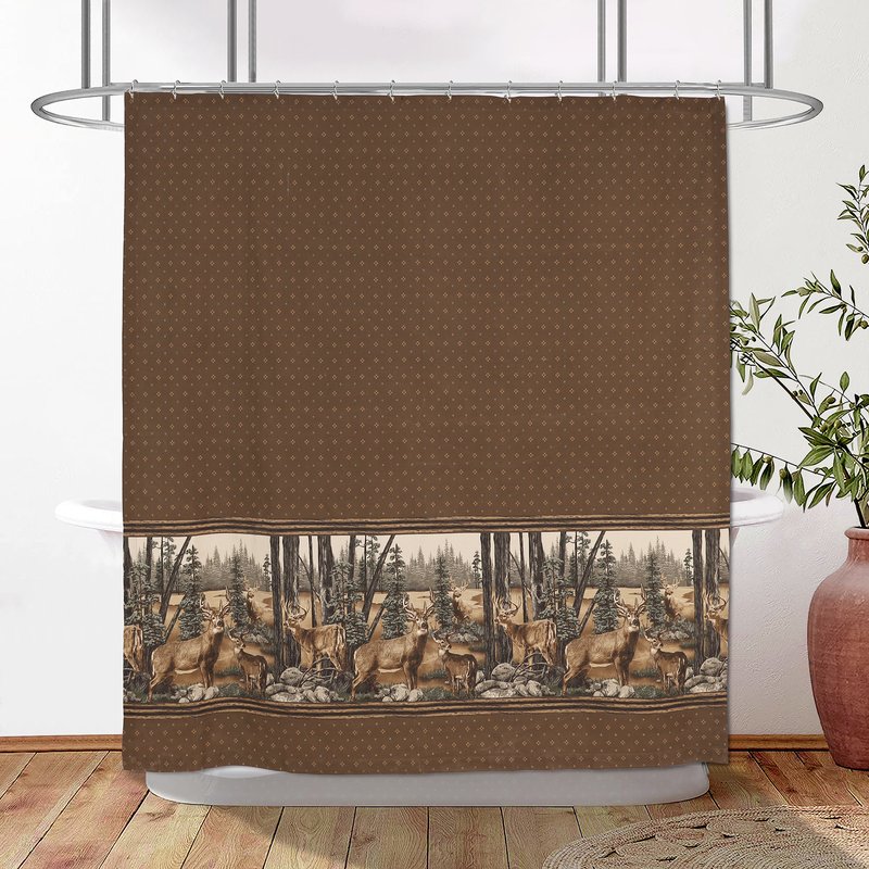 Blue Ridge Trading Visi-one Whitetail Dream Shower Curtain, Cotton Fabric Shower Curtains 72" X 72", In Brown