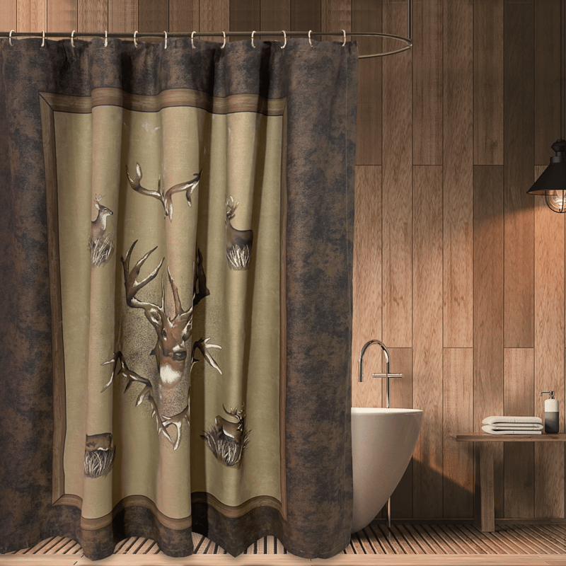 Blue Ridge Trading Visi-one Whitetail Ridge Shower Curtain, Forest Printed Shower Curtains 72" X 72" In Brown