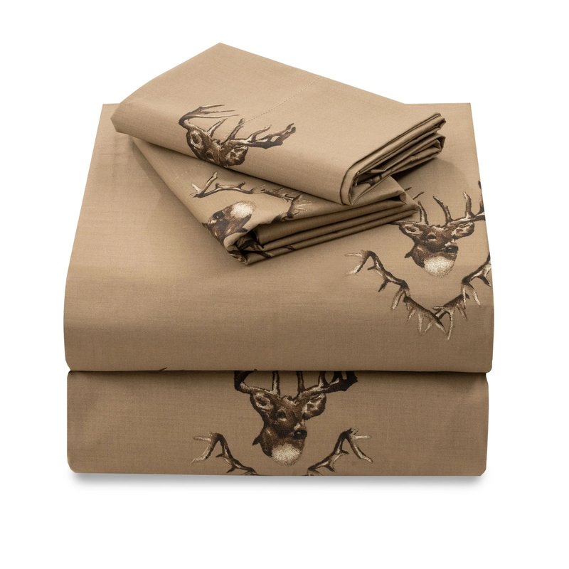 Blue Ridge Trading Whitetail Ridge Sheet Sets, 4-piece Bedding Sheets, Cotton Fabric,1 Fitted Sheet, In Brown