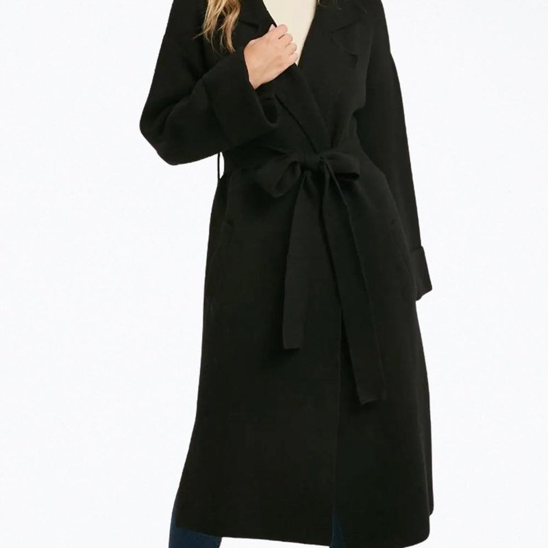 Shop Bluivy Belted Knit Cardigan In Black