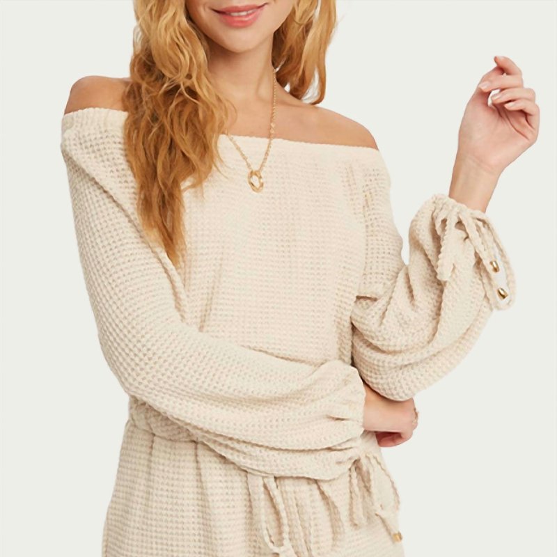 Shop Bluivy Waffle-knit Off-the Shoulder Romper In Brown