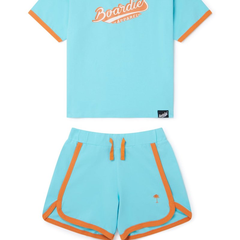 Boardies Logo Orange Co-ord Outfit Set In Blue