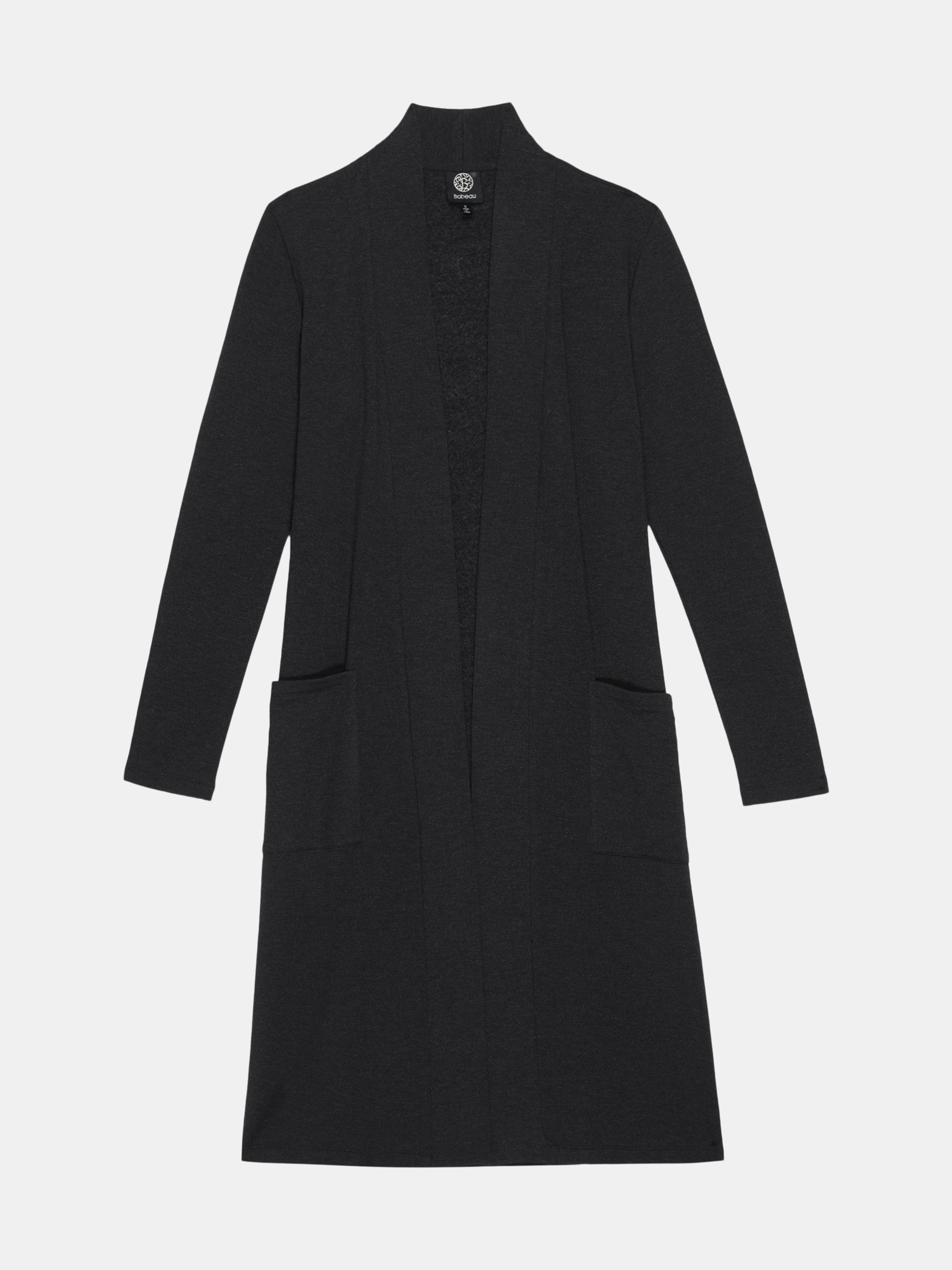 Bobeau Rachel Long Sleeve Fleece Duster In Black