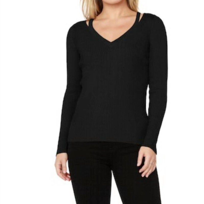 Shop Bobi Cut-out Sweater In Black