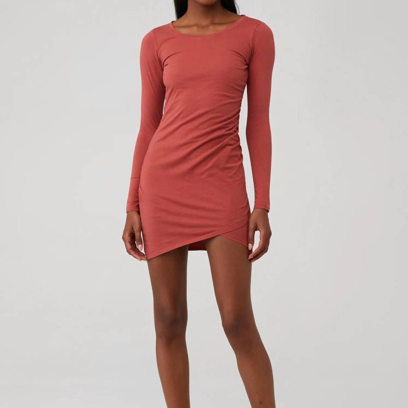 Shop Bobi Ruched Side Dress In Canyon In Red
