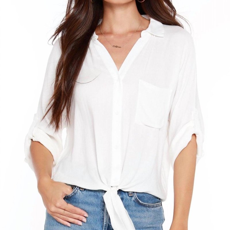 Shop Bobi Tied Button Up Top In White