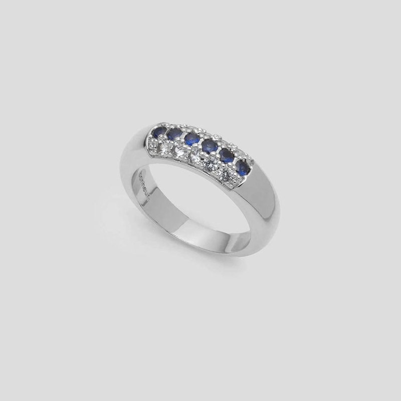 Bonheur Jewelry Addison Blue Crystal Ring In Grey