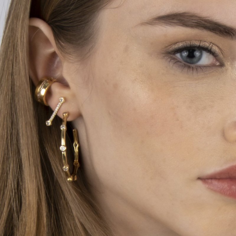 Shop Bonheur Jewelry Diana Bezel Hoop Earrings In Gold
