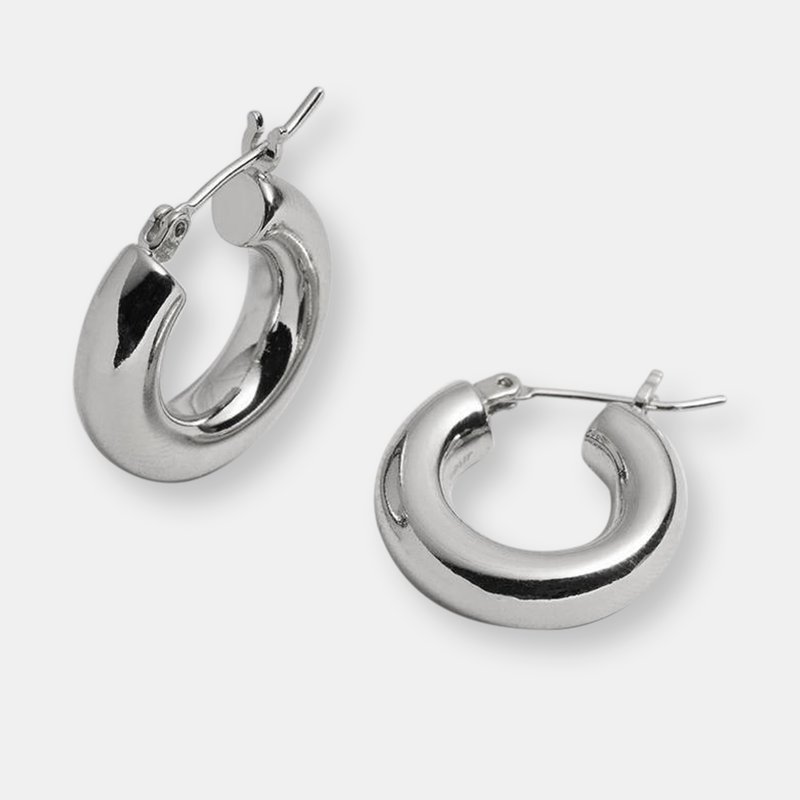 Bonheur Jewelry Holly Chunky Small Hoop Earrings In Rhodium