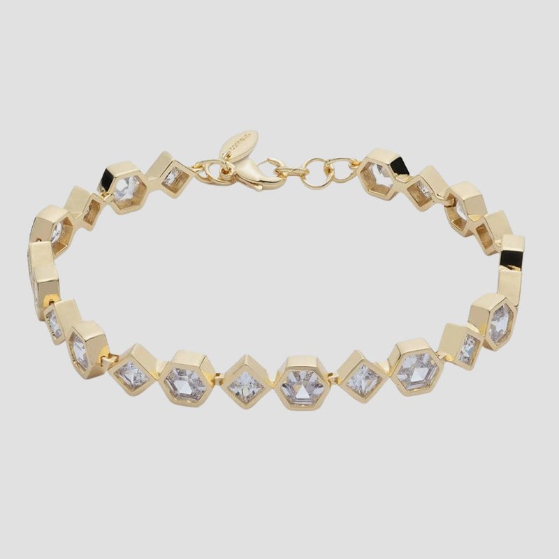 Bonheur Jewelry Milou Bezel-set Tennis Bracelet In Gold