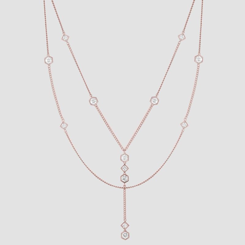 Bonheur Jewelry Morgane Layered Lariat Necklace In Pink