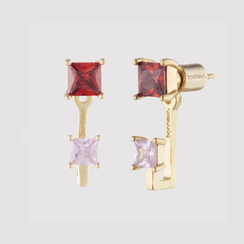 Bonheur Jewelry Rachelle Red And Pink Earrings In Grey