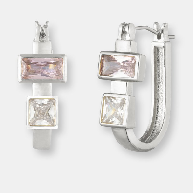 Bonheur Jewelry Violetta Small Thick Hoop Earrings In Grey