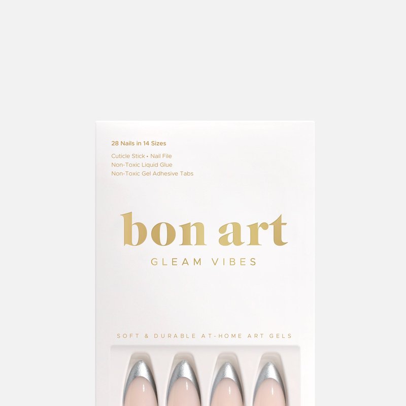 Bonmuz Tipped In Reflection | Soft & Durable Press-on Nails In White