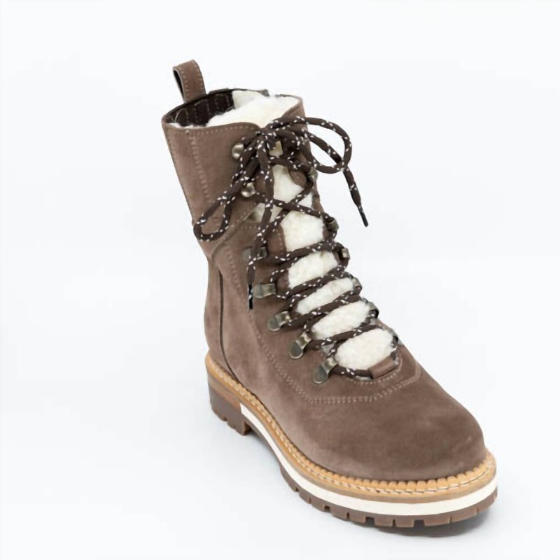Bos. & Co. Ada Shearling Lace Boot In Taupe In Brown