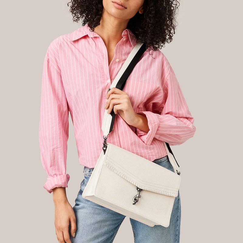 Botkier Trigger Small Leather Zip Top Crossbody In White