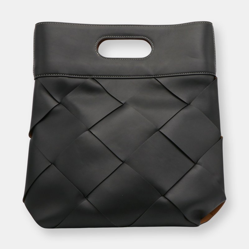 Bottega Veneta Fold Over Bag Leather Top-handle In Black
