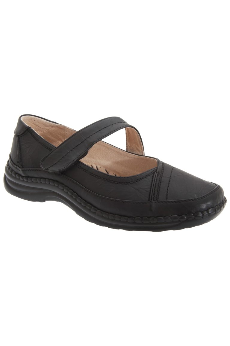 Womens/Ladies Extra Wide EEE Fitting Mary Jane Shoes (Black) - Black