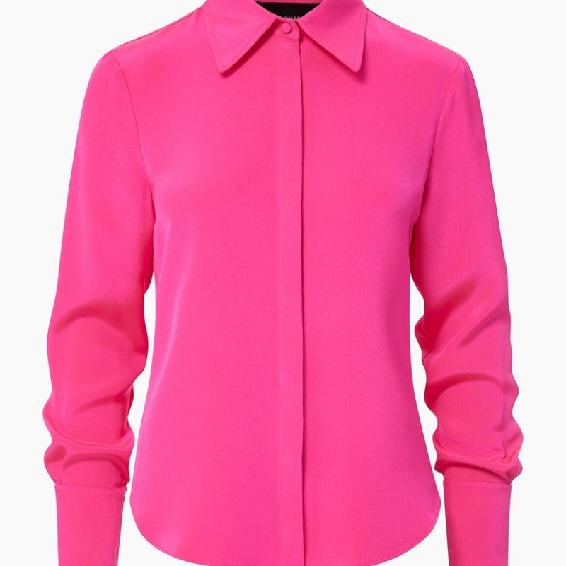 Brandon Maxwell Silk Button Down Shirt - Pink Glo