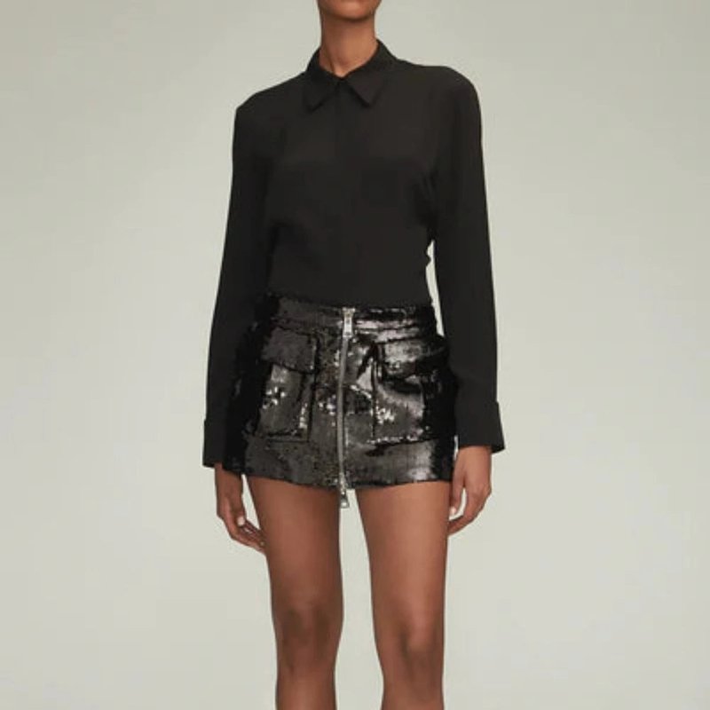 Shop Brandon Maxwell The Sterling Mini Skirt In Black